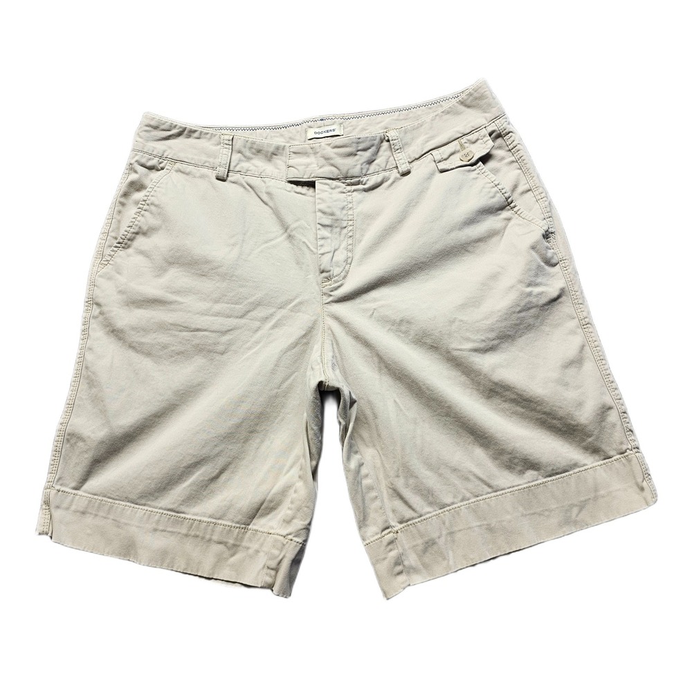 Dockers Chino Shorts Womens Size 12 White Stretch Mid Rise Casual Hiking Outdoor